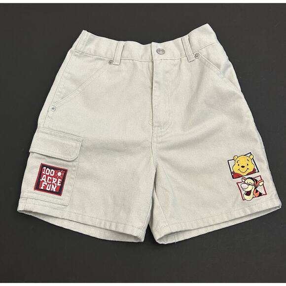 Disney Pooh Tigger Shorts 100 Acre Collection Beige Embroidered Kids Size 6 VTG - Picture 1 of 8